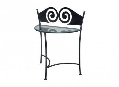 IRON-ART Noční stolek RONDA - se skleněnou deskou, kov + sklo