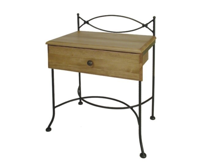 IRON-ART Noční stolek THOLEN - se zásuvkou - Akce!, kov + dřevo