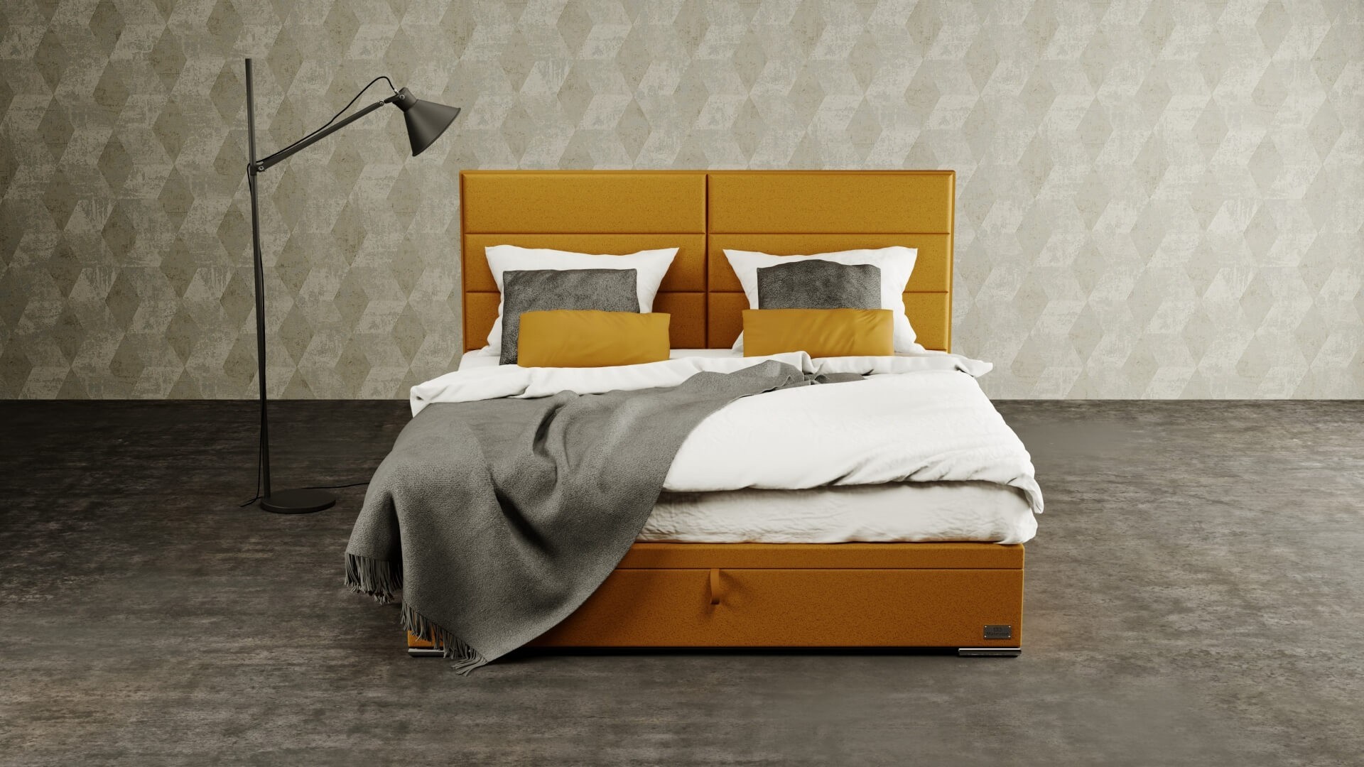 Materasso CORONA - designová čalouněná postel (typ potahu A) ATYP, celočalouněná + MDF deska