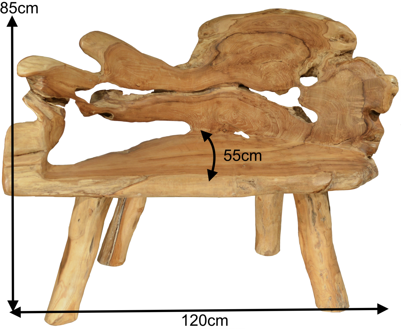 FaKOPA s. r. o. ROOT - záhradní dřevěná lavice z teaku 120 cm, teakový kořen
