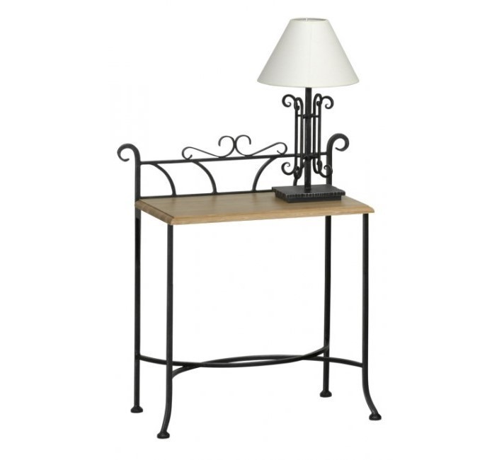 IRON-ART Noční stolek ALTEA - bez zásuvky, kov + dřevo