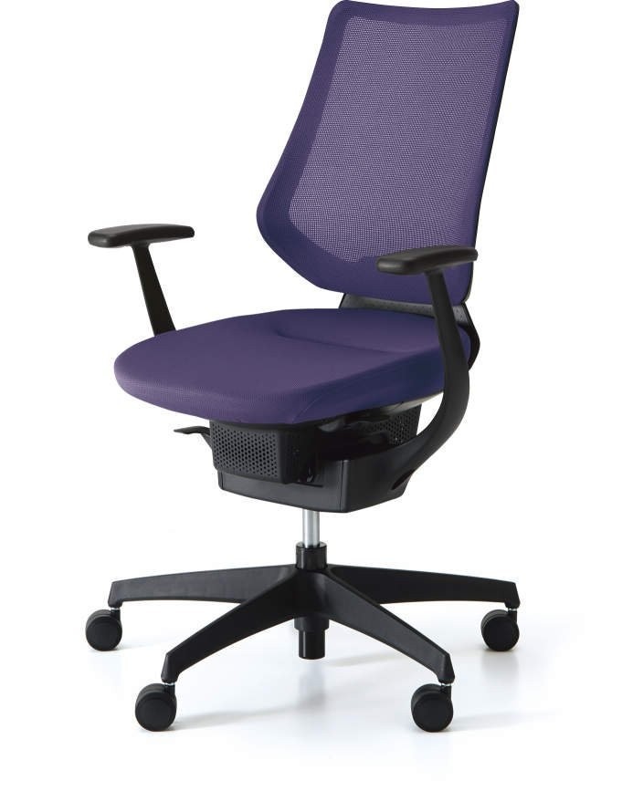 Kokuyo Japonská aktivní židle - Kokuyo ING GLIDER 360° černá kostra - fialová, plast + textil