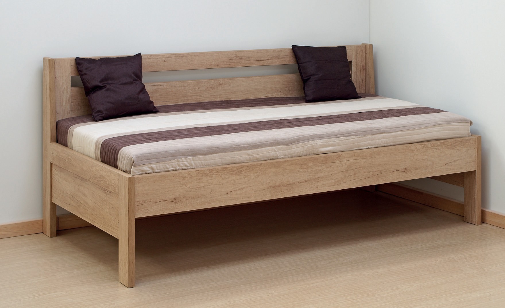 BMB TINA 90 x 200 cm kvalitní lamino postel bez područek oblé rohy imitace dřeva dub Bardolino - SKLADEM, lamino