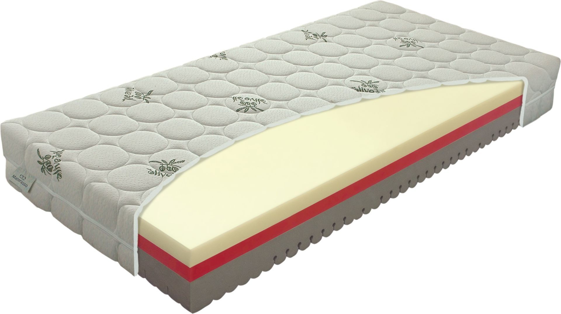 Materasso COMFORT antibacterial OLIVA - partnerská matrace z komfortních pěn 160 x 200 cm, snímatelný potah