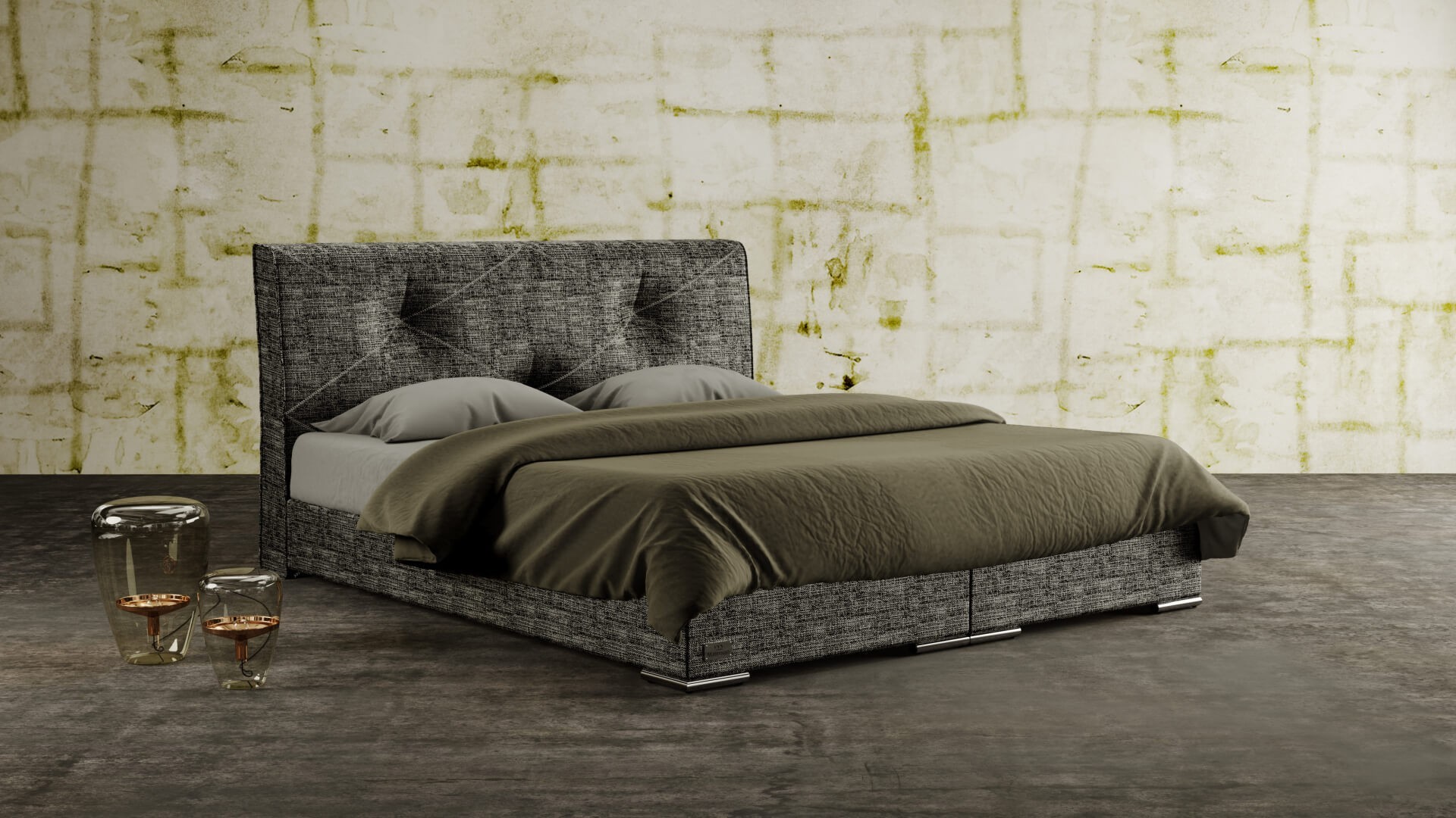Materasso ATLAS - čalouněná postel (typ potahu A) 200 x 200 cm, celočalouněná + MDF deska
