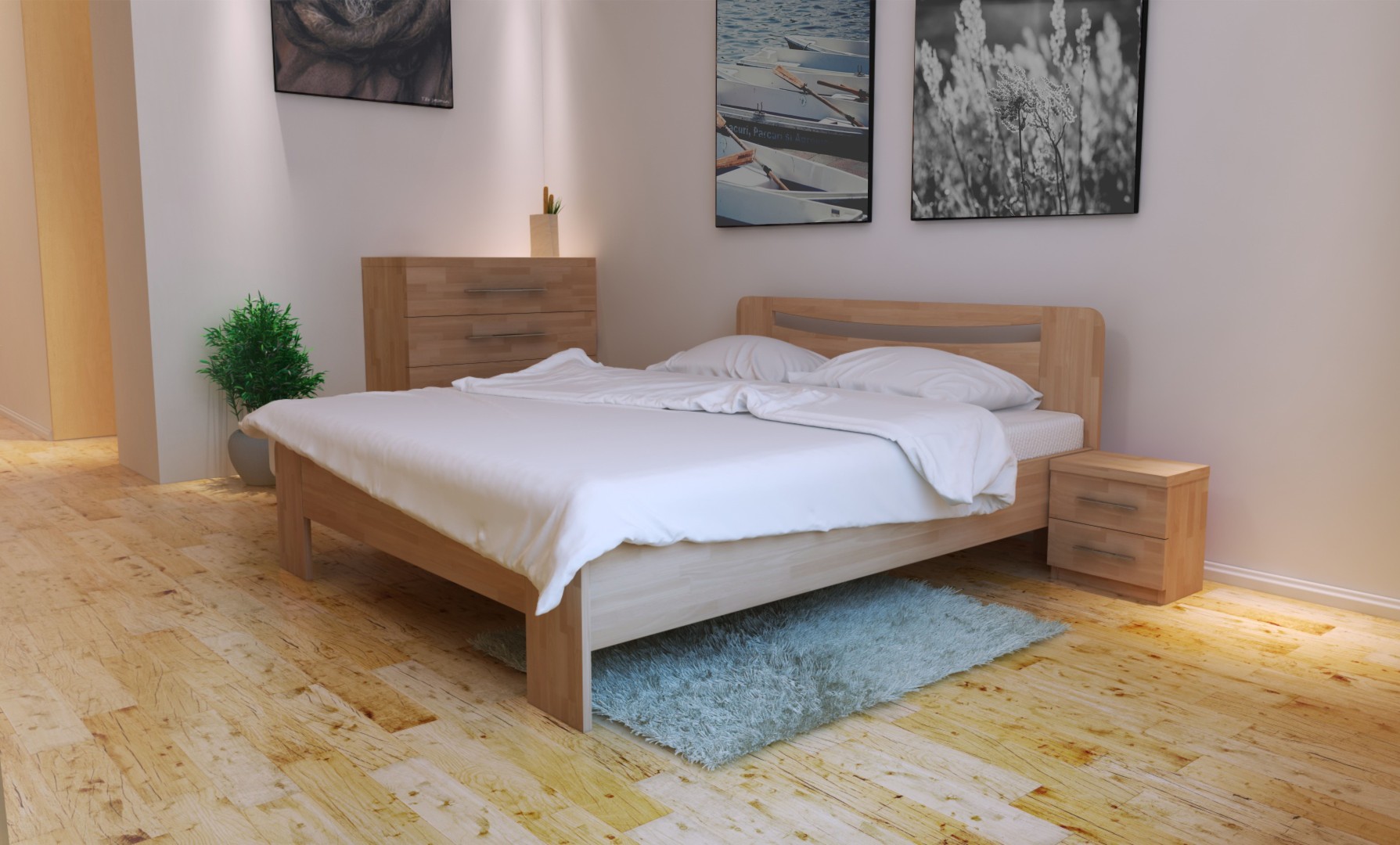 TEXPOL SOFIA - elegantní masivní dubová postel 140 x 200 cm, dub masiv