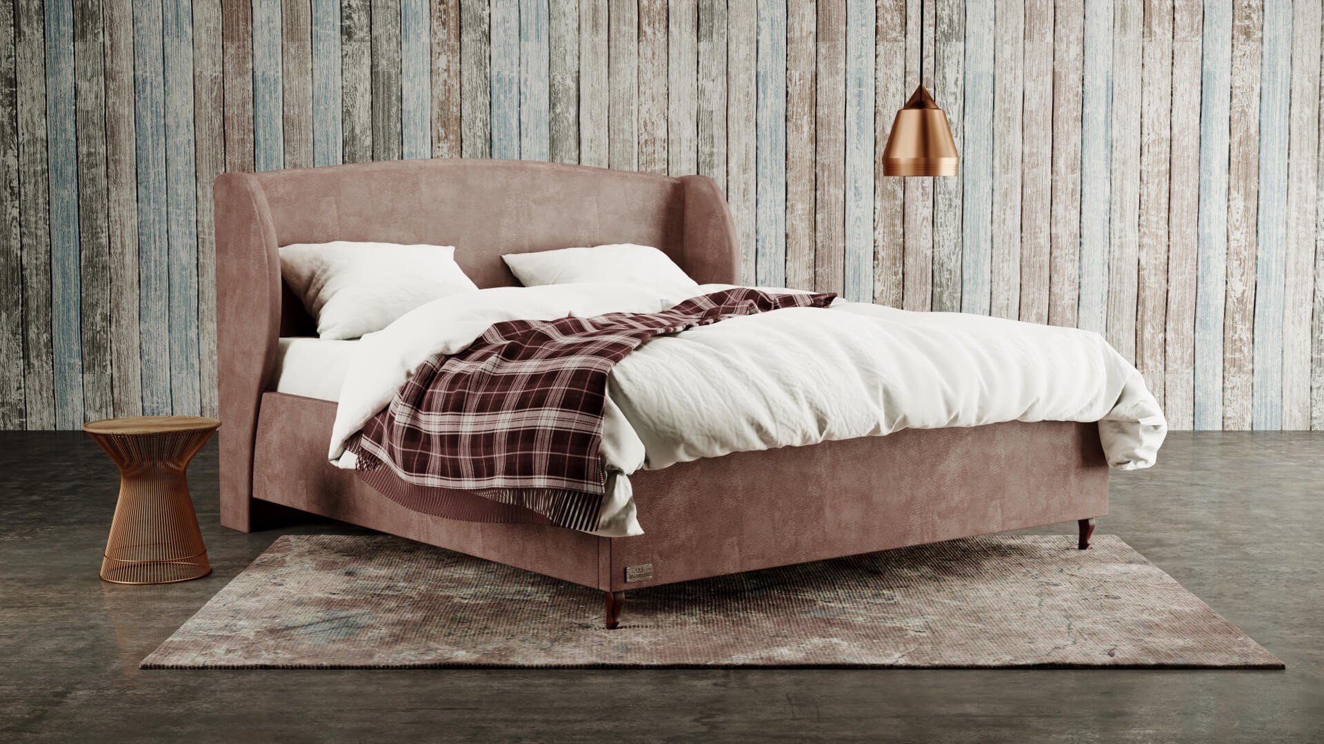 Materasso ENIF - designová čalouněná postel (typ potahu A) 200 x 200 cm, celočalouněná + MDF deska