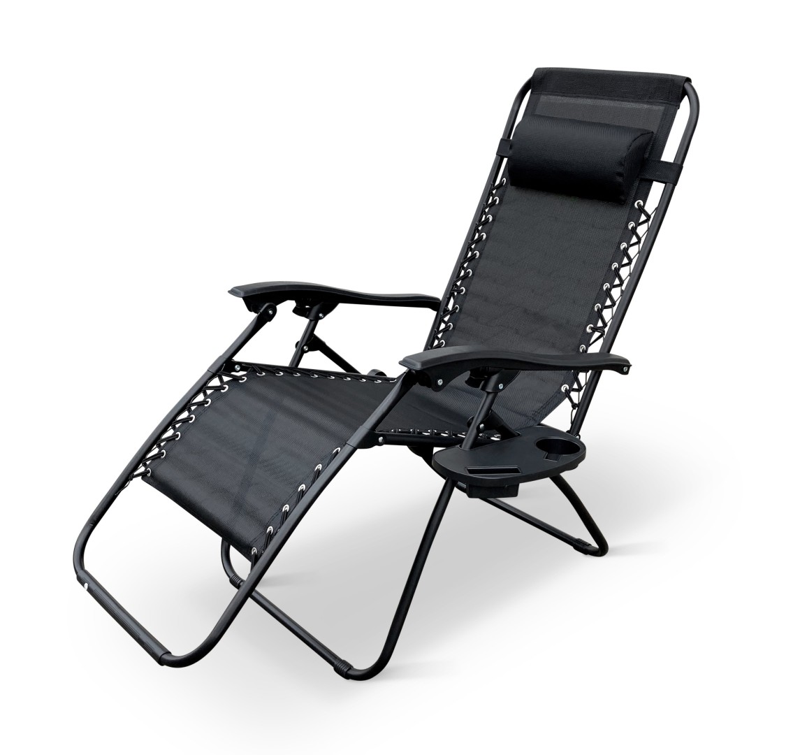 Texim DALLAS - relaxační křeslo černé + držák na hrnek a mobil zdarma, ocel + textil