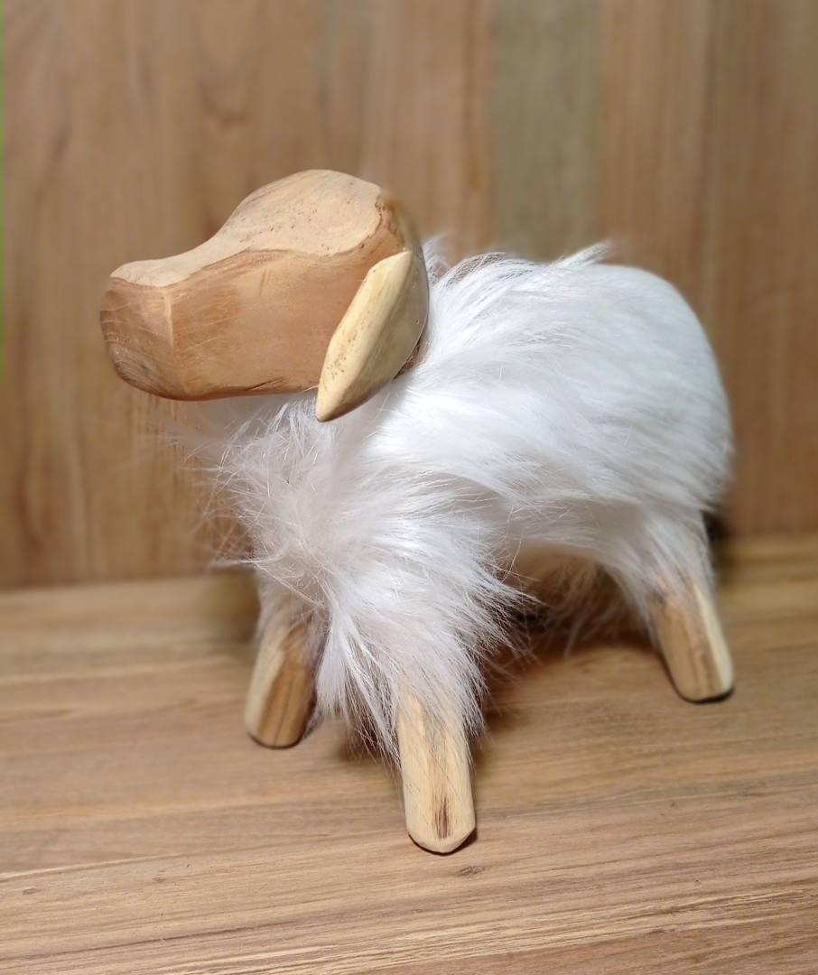 FaKOPA s. r. o. OVEČKA Shaun - dekorativní ovečka z teaku 25 cm - bílá, teak