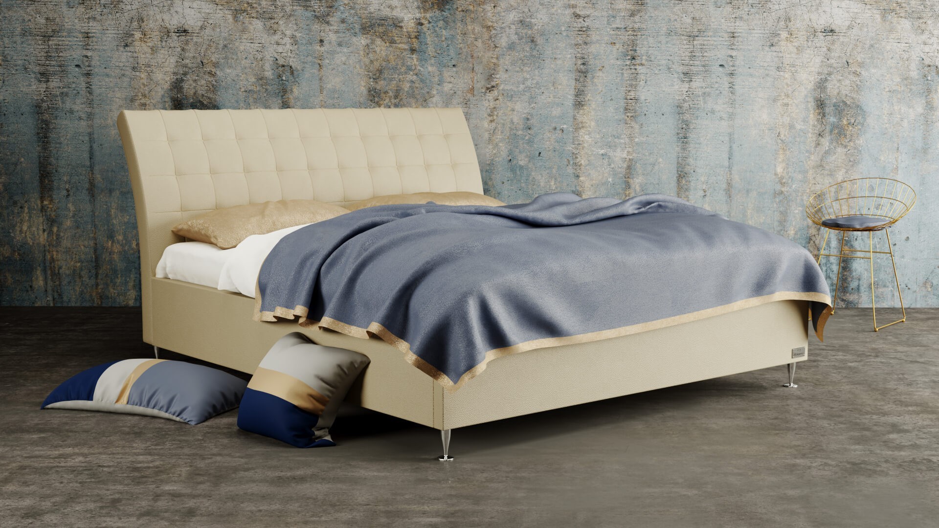 Materasso FRANCESCA - designová čalouněná postel (typ potahu A) ATYP, celočalouněná + MDF deska
