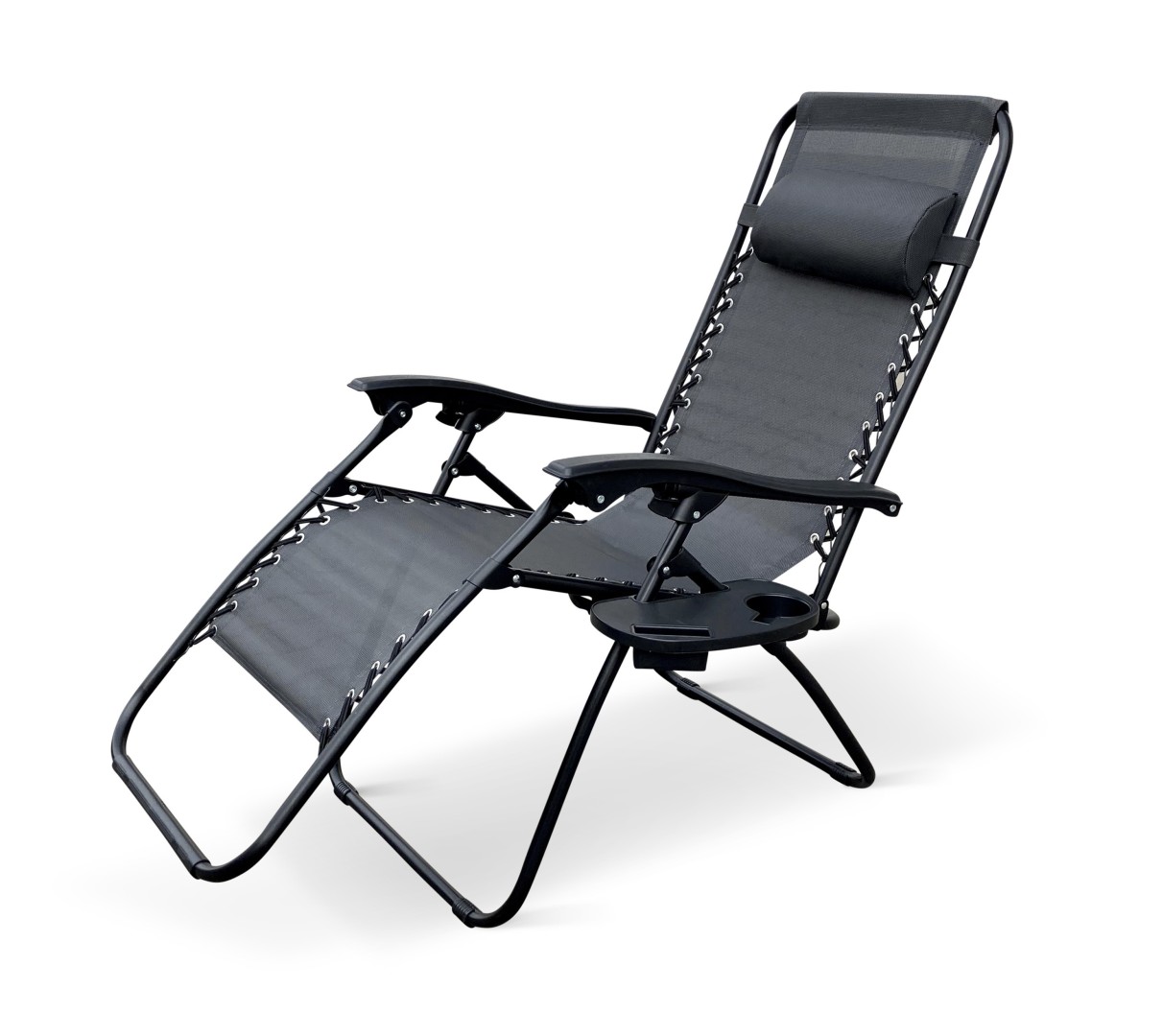 Texim DALLAS - relaxační křeslo šedé + držák na hrnek a mobil zdarma, ocel + textil