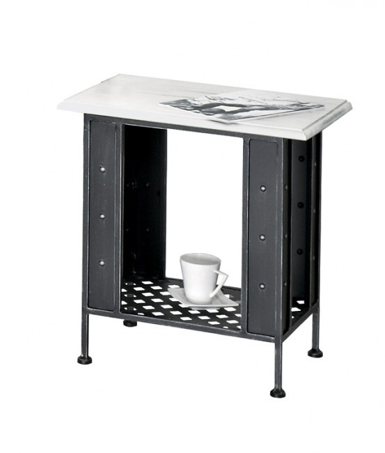 IRON-ART Noční stolek VALENCIA - bez zásuvky, kov + dřevo