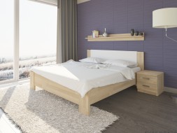 NIKOLETA - masivní dubová postel s čalouněným čelem 140 x 200 cm