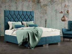 RHOMBUS - designová čalouněná postel s vysokým čelem (typ potahu D) 90 x 200 cm