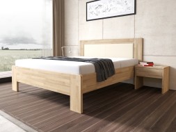 LÍVIA - masivní dubová postel s čalouněným čelem ATYP