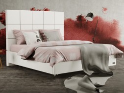 GEMINI - čalouněná postel s vysokým čelem (typ potahu A) 90 x 200 cm