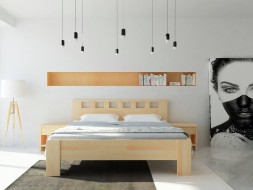 LUCIA - masivní dubová postel  s ozdobným čelem 100 x 200 cm
