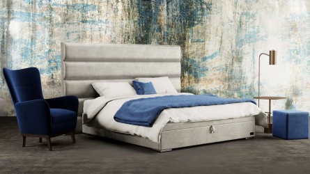 HORIZONTAL - designová postel s čalouněným čelem (typ potahu B) 90 x 200 cm