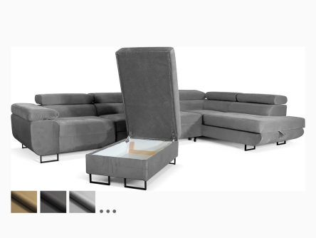 ALLER LANG XL - potah JASMINE - PRAVÁ rohová sedací souprava s funkcí spaní, s podnožkou a úložným prostorem