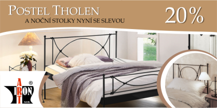 THOLEN - jednoduše krásná kovová postel - Akce! 90 x 200 cm