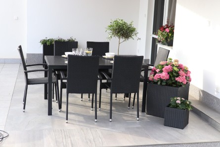 VIKING L - ratanový zahradní stůl + 6 x židle PARIS