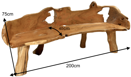 ROOT - originální záhradní lavice z teaku 200 cm