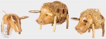 PIG - prasátko z tropického dřeva 18 cm