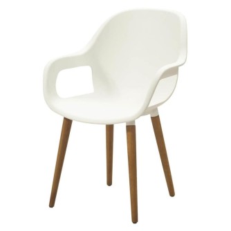 ORLANDO - zahradní akáciová/plastová židle  bílá