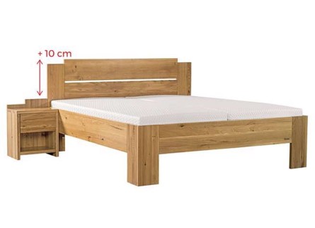 GRADO MAX DUB DIVOKÝ - masivní dubová postel se zvýšeným čelem 90 x 190 cm