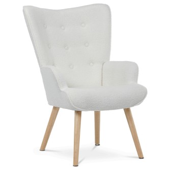 RELAXAČNÍ KŘESLO – bílé, látka bouclé, AK-309 WT2