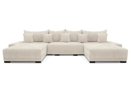 DEMI U LARGE XXL - látka MONOLITH - rohová sedací souprava - s funkcí spaní a úložným prostorem - 382 x 187 x 95 cm