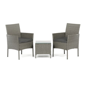ZAHRADNÍ / BALKÓNOVÝ SET 1+2 - polyratan, šedá - AZS-A1102 GREY