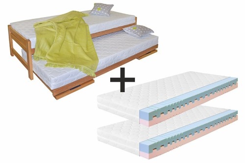 Postel DUELO + 2 matrace DARA - rozkládací postel se dvěma lůžky 90 x 200 cm