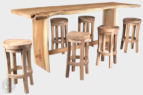 TRUNK BAR - dřevěný bar ze suaru 277 x 80 cm + 4 židle