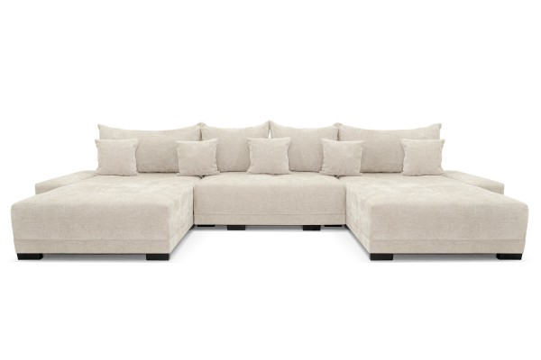 DEMI U LARGE XXL - látka JASMINE - rohová sedací souprava - s funkcí spaní a úložným prostorem - 382 x 187 x 95 cm