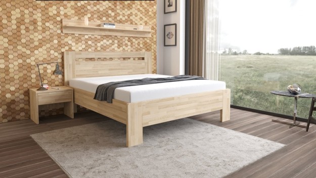 LÍVIA H - masivní dubová postel s horizontálně děleným čelem
