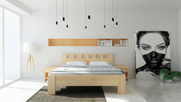 LUCIA - masivní dubová postel  s ozdobným čelem 140 x 200 cm