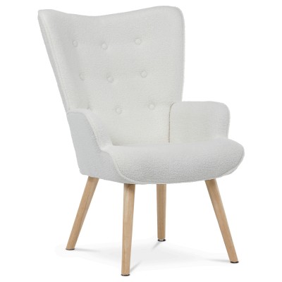 RELAXAČNÍ KŘESLO – bílé, látka bouclé, AK-309 WT2