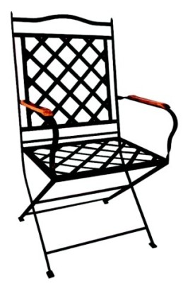 ST. TROPEZ - zahradní kovové křeslo s dřevěnými područkami - bez sedáku