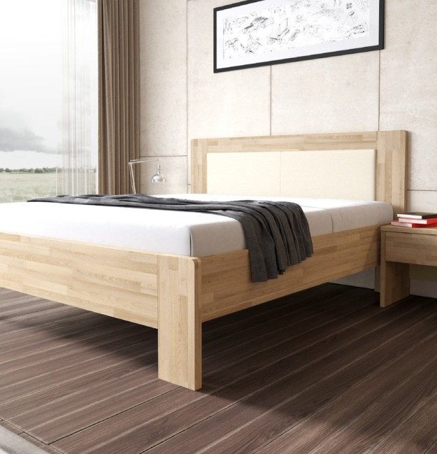 LÍVIA - masivní buková postel s čalouněným čelem 140 x 200 cm